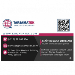 SWORN TRANSLATOR/INTERPRETER - TRADUCTEUR/INTERPRÈTE - TARJAMATEK Ween.tn